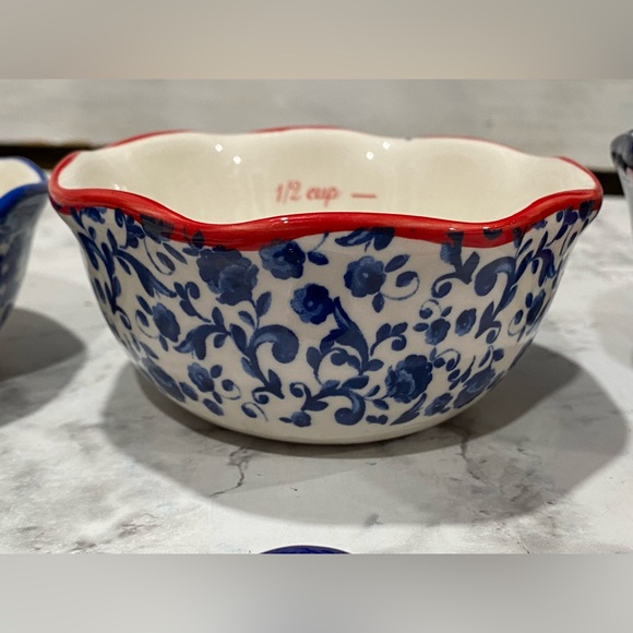 The Pioneer Woman Nesting Measuring Bowls & Spoons Set 8 piece Floral Stoneware - Picture 14 of 16